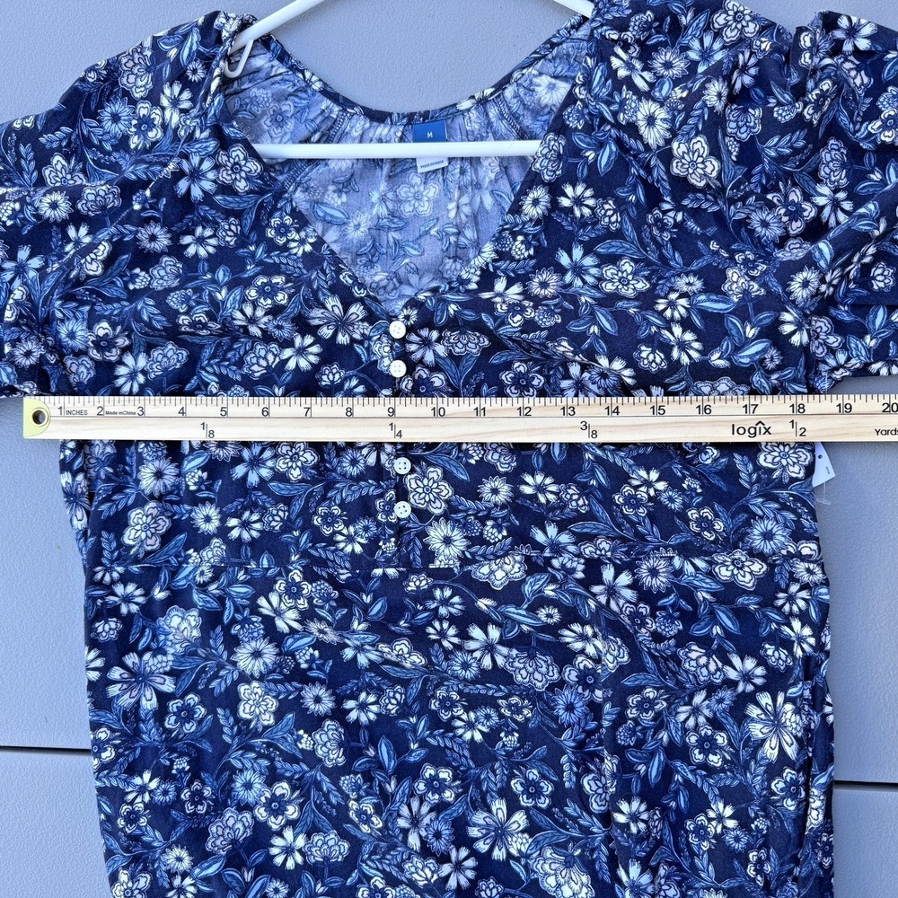 Old Navy Floral Maxi Dress Women's Medium BluePuff Sleeve Boho Cottagecore NWT - Picture 11 of 15